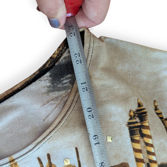 90s Jessica Max Stretchy Top XL Embellished Sepia Gondola Gondolier Venice - Picture 9 of 9